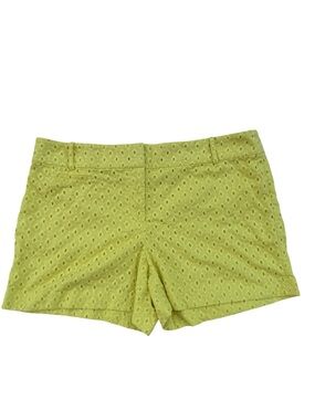 Ann Taylor Lime Green Eyelet High-Waist Shorts